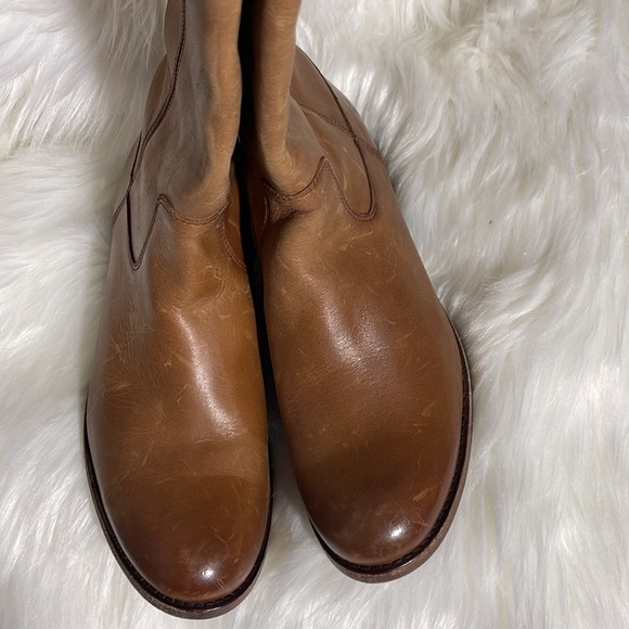 FRYE Melissa Inside Zip Tall Riding Boots Leather Cognac - Picture 5 of 6